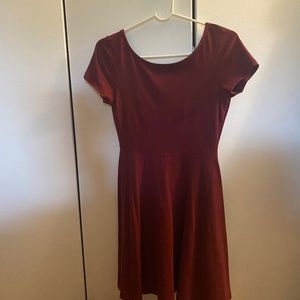 Gina Tricot Maroon/Wine Cap Sleeve Skater dress (s)